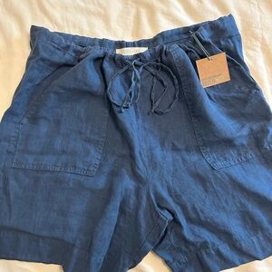 River + Sky Blue Flat Front Relaxed Shorts